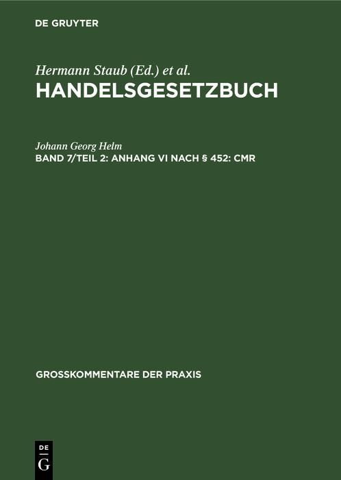 Produktbild: Anhang VI nach &sect; 452: CMR