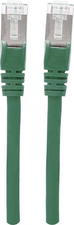 Produktbild: Intellinet 740654 RJ45 Patchkabel CAT 6a S/FTP 0.50 m Gr&uuml;n Folienschirm, Geflechtschirm, Geschirmt, Halogenfrei 1 St.