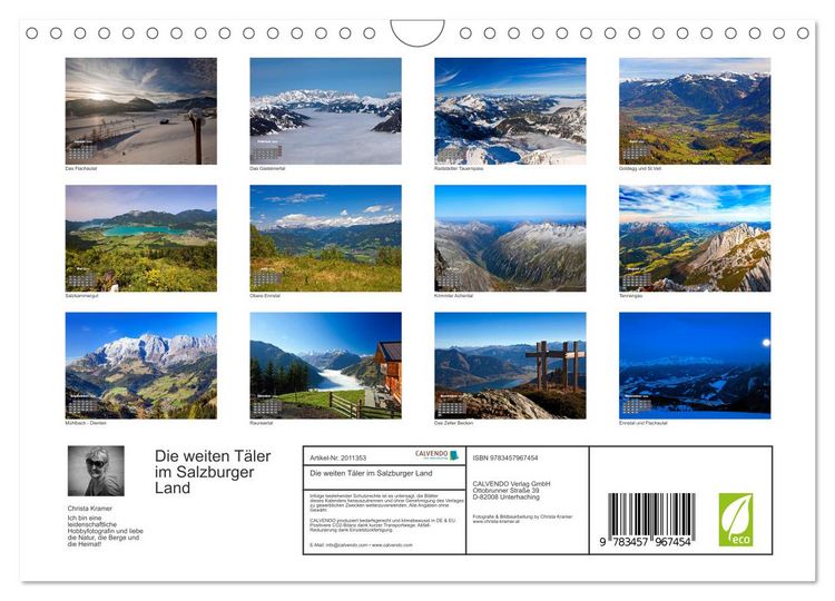 Produktbild: Die weiten T&auml;ler im Salzburger Land (Wandkalender 2026 DIN A4 quer), CALVENDO Monatskalender