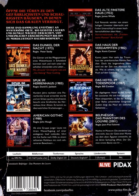 Produktbild: H&auml;user des Grauens / 7 unheimliche Horrorfilme (u.a. mit Christopher Lee, Peter Cushing und Boris Karloff) [7 DVDs]