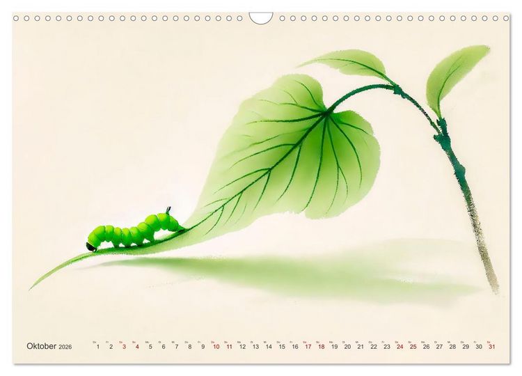 Produktbild: Zen der Natur - Pflanzen und Insekten im Stile der Tuschmalerei (Wandkalender 2026 DIN A3 quer), CALVENDO Monatskalender