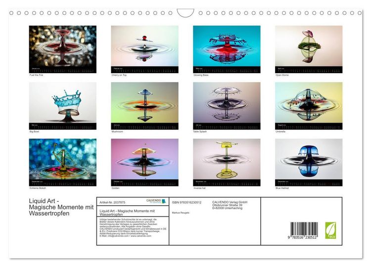 Produktbild: Liquid Art - Magische Momente mit Wassertropfen (Wandkalender 2026 DIN A3 quer), CALVENDO Monatskalender