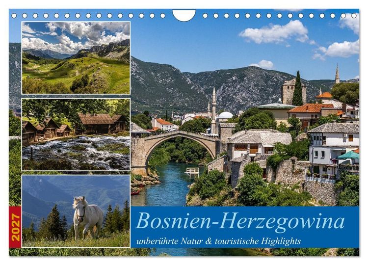 Produktbild: Bosnien-Herzegowina, unber&uuml;hrte Natur und touristische Highlights (Wandkalender 2027 DIN A4 quer), CALVENDO Monatskalender