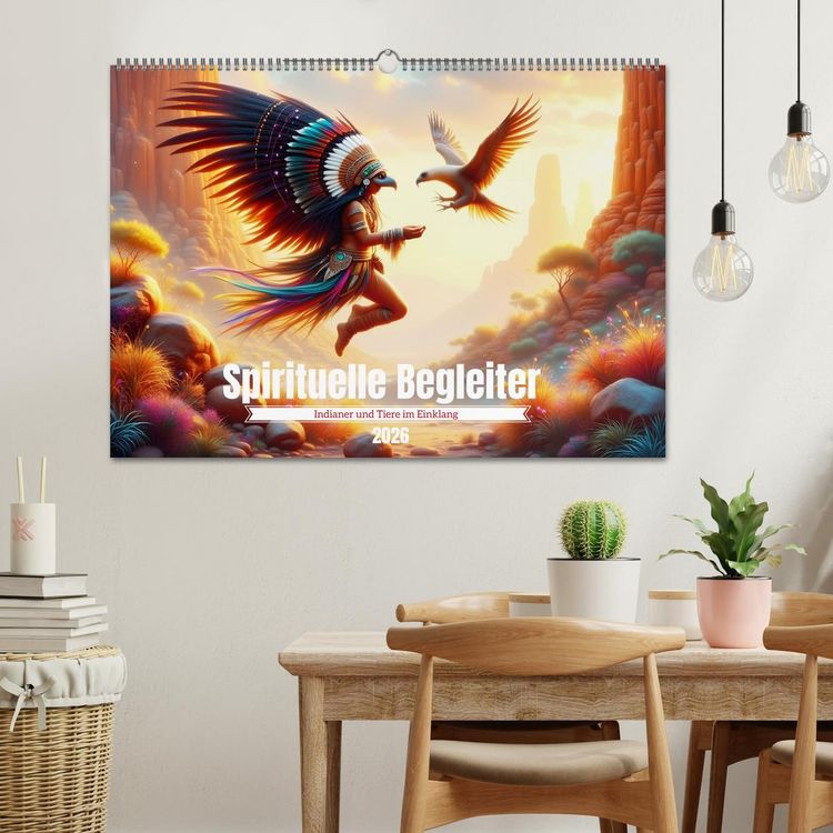 Produktbild: Spirituelle Begleiter - Indianer und Tiere im Einklang (Wandkalender 2026 DIN A2 quer), CALVENDO Monatskalender