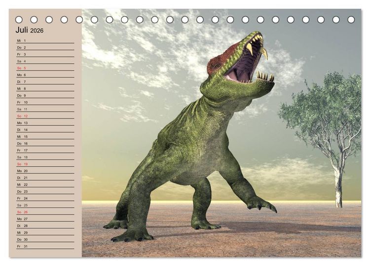 Produktbild: Dinosaurier. Urzeitliche Giganten (Tischkalender 2026 DIN A5 quer), CALVENDO Monatskalender