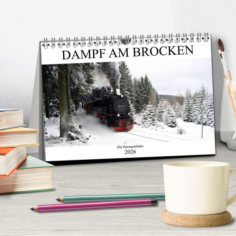 Produktbild: Dampf am Brocken - Die Harzquerbahn (Tischkalender 2026 DIN A5 quer), CALVENDO Monatskalender