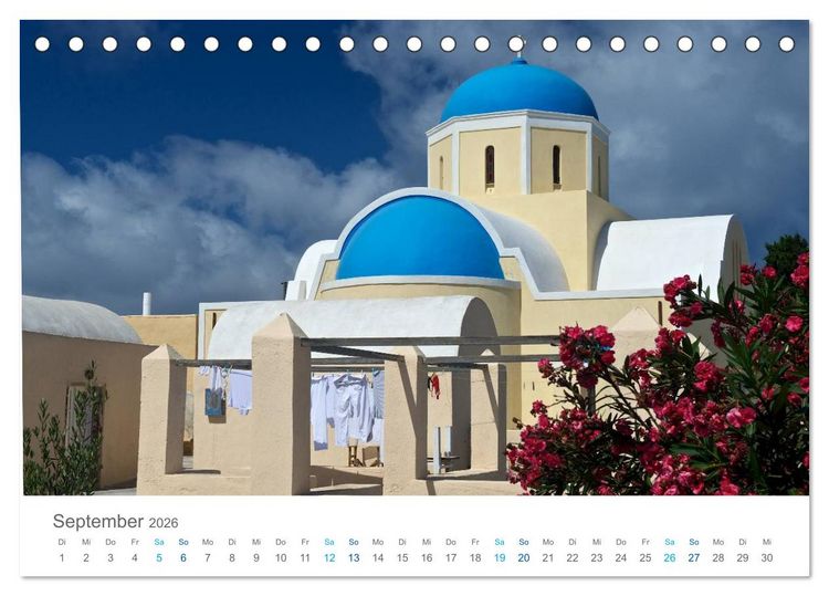 Produktbild: Santorin - Perle der Kykladen (Tischkalender 2026 DIN A5 quer), CALVENDO Monatskalender
