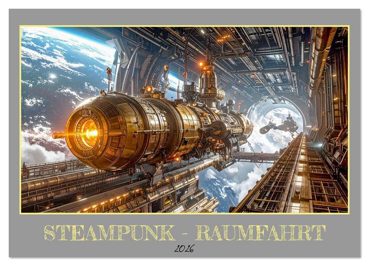 Produktbild: Steampunk-Raumfahrt (Wandkalender 2026 DIN A3 quer), CALVENDO Monatskalender