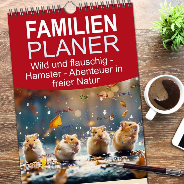 Produktbild: Familienplaner 2026 - Wild und flauschig - Hamster - Abenteuer in freier Natur mit 5 Spalten (Wandkalender, 21 x 45 cm) CALVENDO
