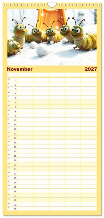 Produktbild: Familienplaner 2027 - Raupen-Rabatz - Ein Jahr voller Krabbelspa&szlig; mit 5 Spalten (Wandkalender, 21 x 45 cm) CALVENDO
