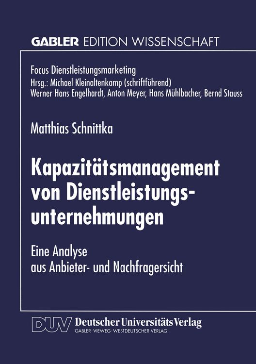 Produktbild: Kapazit&auml;tsmanagement von Dienstleistungsunternehmungen