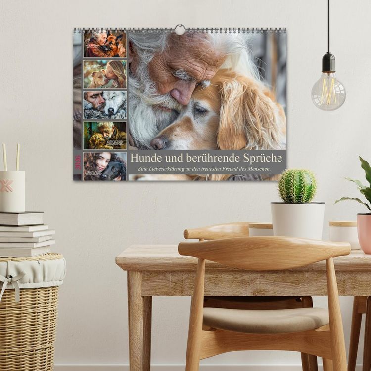 Produktbild: Hunde und ber&uuml;hrende Spr&uuml;che (Wandkalender 2026 DIN A3 quer), CALVENDO Monatskalender