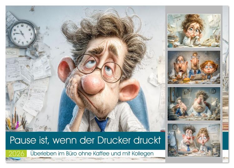 Produktbild: Pause ist, wenn der Drucker druckt (Tischkalender 2026 DIN A5 quer), CALVENDO Monatskalender