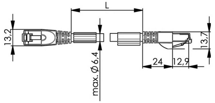 Produktbild: Teleg&auml;rtner 100017343 RJ45 Patchkabel CAT 6a S/FTP 7.5m mit Knickschutzt&uuml;lle 1St.
