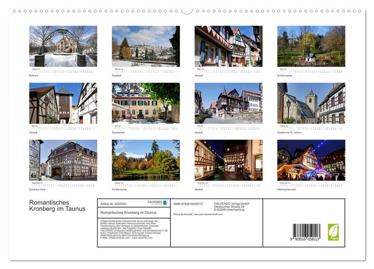 Produktbild: Romantisches Kronberg im Taunus (hochwertiger Premium Wandkalender 2026 DIN A2 quer), Kunstdruck in Hochglanz
