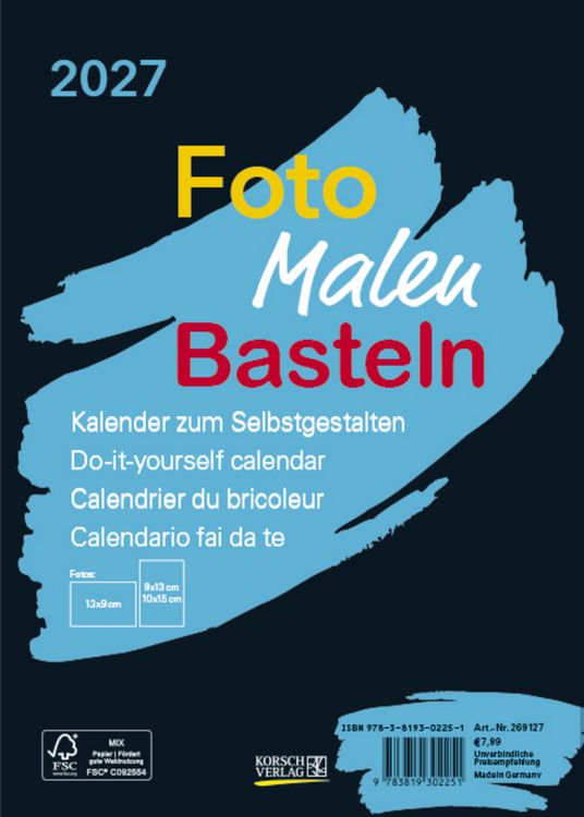Produktbild: Foto-Malen-Basteln Bastelkalender A5 schwarz 2027