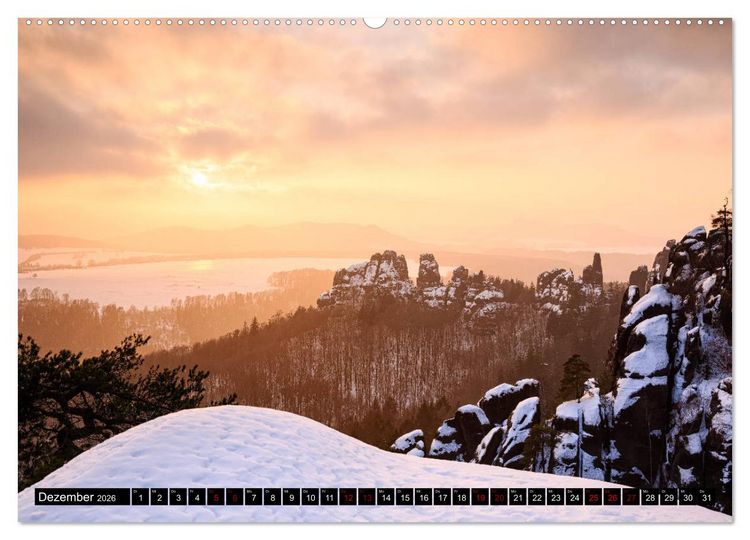 Produktbild: Elbsandsteingebirge: Unterwegs in der S&auml;chsischen und B&ouml;hmischen Schweiz (Wandkalender 2026 DIN A2 quer), CALVENDO Monatskalender