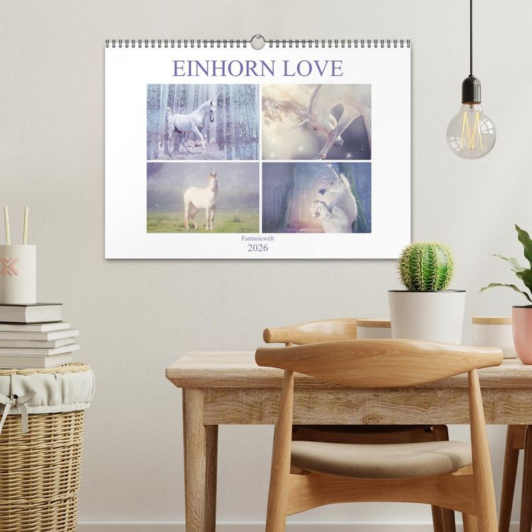Produktbild: Einhorn Love - Fantasiewelt (Wandkalender 2026 DIN A3 quer), CALVENDO Monatskalender