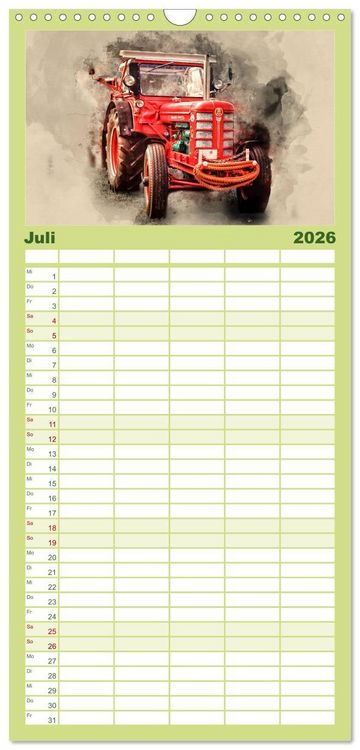 Produktbild: Familienplaner 2026 - Traktoren f&uuml;r Liebhaber mit 5 Spalten (Wandkalender, 21 x 45 cm) CALVENDO