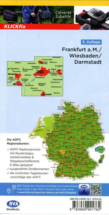 Produktbild: ADFC-Regionalkarte Frankfurt a. M. Wiesbaden /Darmstadt, 1:50.000, mit Tagestour