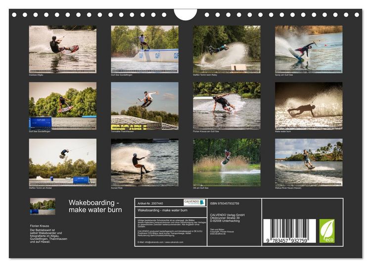 Produktbild: Wakeboarding - make water burn (Wandkalender 2026 DIN A4 quer), CALVENDO Monatskalender