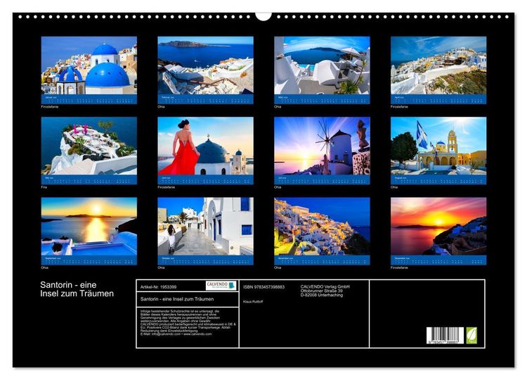Produktbild: Santorin - eine Insel zum Tr&auml;umen (Wandkalender 2026 DIN A2 quer), CALVENDO Monatskalender