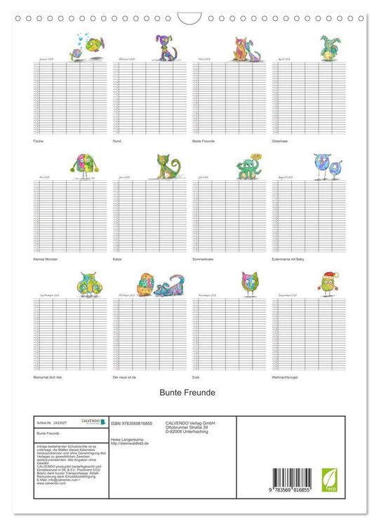 Produktbild: Bunte Freunde (Wandkalender 2027 DIN A3 hoch), CALVENDO Monatskalender