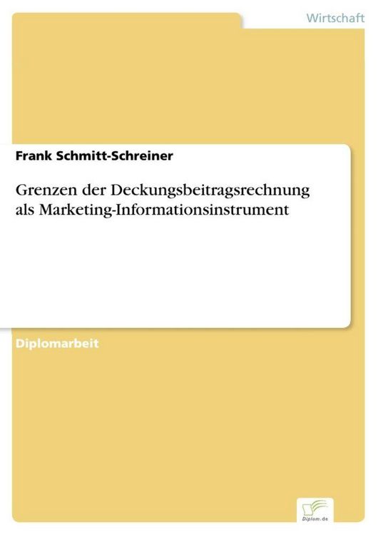 Produktbild: Grenzen der Deckungsbeitragsrechnung als Marketing-Informationsinstrument