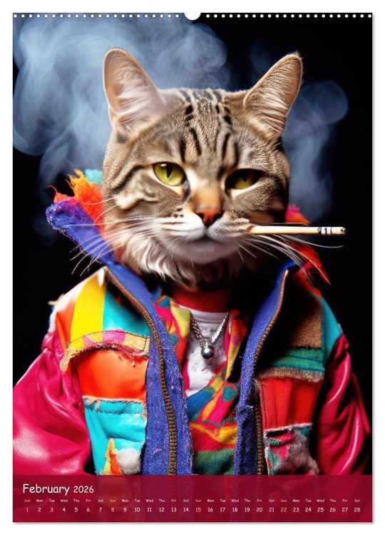 Produktbild: Crazy gangster cats (Wall Calendar 2026 DIN A2 portrait), CALVENDO 12 Month Wall Calendar