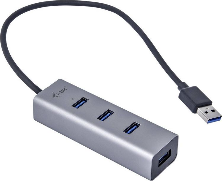 Produktbild: i-tec U3HUBMETAL403 USB-Hub 4 Port USB-A USB 3.0 5 GBit/s Grau I-TEC USB 3.0 Metal HUB 4 port Passive