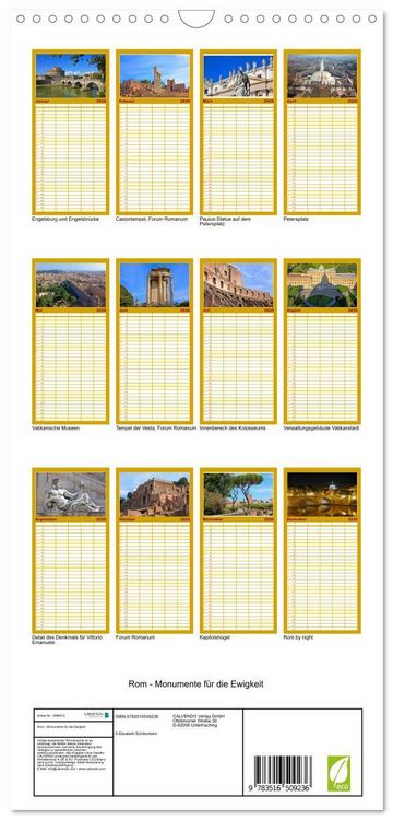 Produktbild: Familienplaner 2026 - Rom - Monumente f&uuml;r die Ewigkeit mit 5 Spalten (Wandkalender, 21 x 45 cm) CALVENDO