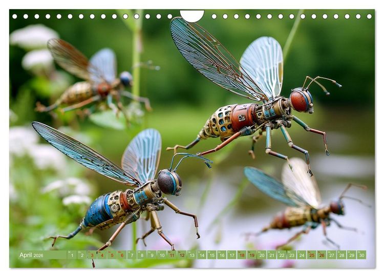 Produktbild: Insecta Mechanica. Fantastische Fl&uuml;gelwesen zwischen Technik und Natur (Wandkalender 2026 DIN A4 quer), CALVENDO Monatskalender