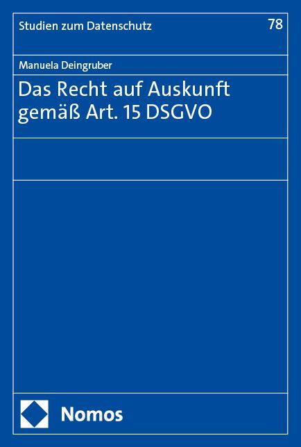 Produktbild: Das Recht auf Auskunft gem&auml;&szlig; Art. 15 DSGVO