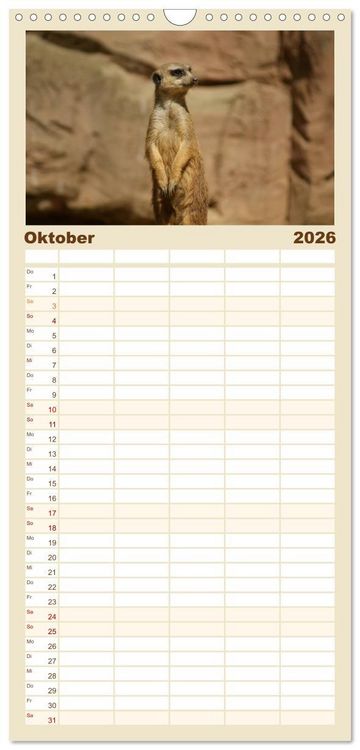 Produktbild: Familienplaner 2026 - Erdm&auml;nnchen: Zusammen sind wir stark mit 5 Spalten (Wandkalender, 21 x 45 cm) CALVENDO