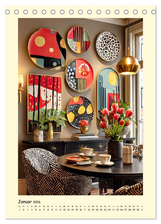 Produktbild: Edle Wandteller. Kunstvolle Designs in stilvollen Interieurs (Tischkalender 2026 DIN A5 hoch), CALVENDO Monatskalender