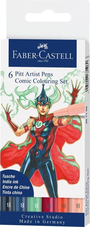 Produktbild: Faber-Castell Tuschestifte Pitt Artist Pens Comic Colouring, 6er Etui