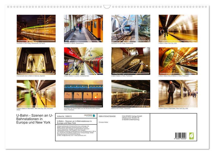 Produktbild: U-Bahn - Szenen an U-Bahnstationen in Europa und New York (Wandkalender 2026 DIN A2 quer), CALVENDO Monatskalender