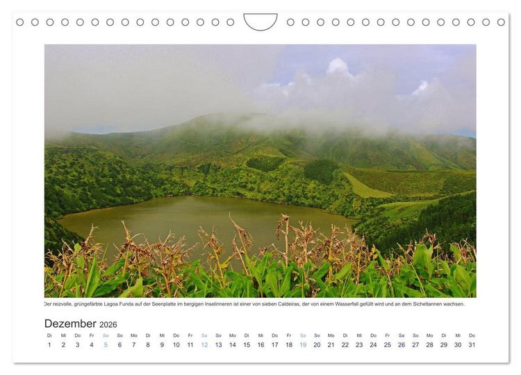 Produktbild: Azoren-Insel Flores - Farbtupfer auf einem erloschenen Vulkan Portugals (Wandkalender 2026 DIN A4 quer), CALVENDO Monatskalender