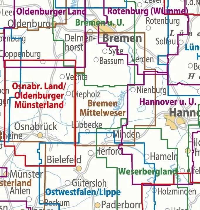 Produktbild: BVA ADFC Regionalkarte Bremen-Minden Mittelweser 1:75.000