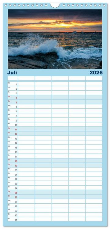 Produktbild: Familienplaner 2026 - Faszination Meer und Wolken mit 5 Spalten (Wandkalender, 21 x 45 cm) CALVENDO