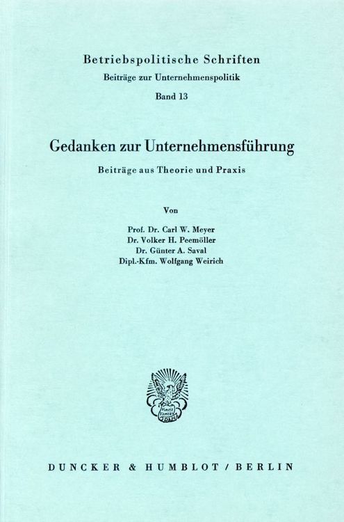 Produktbild: Gedanken zur Unternehmensf&uuml;hrung.