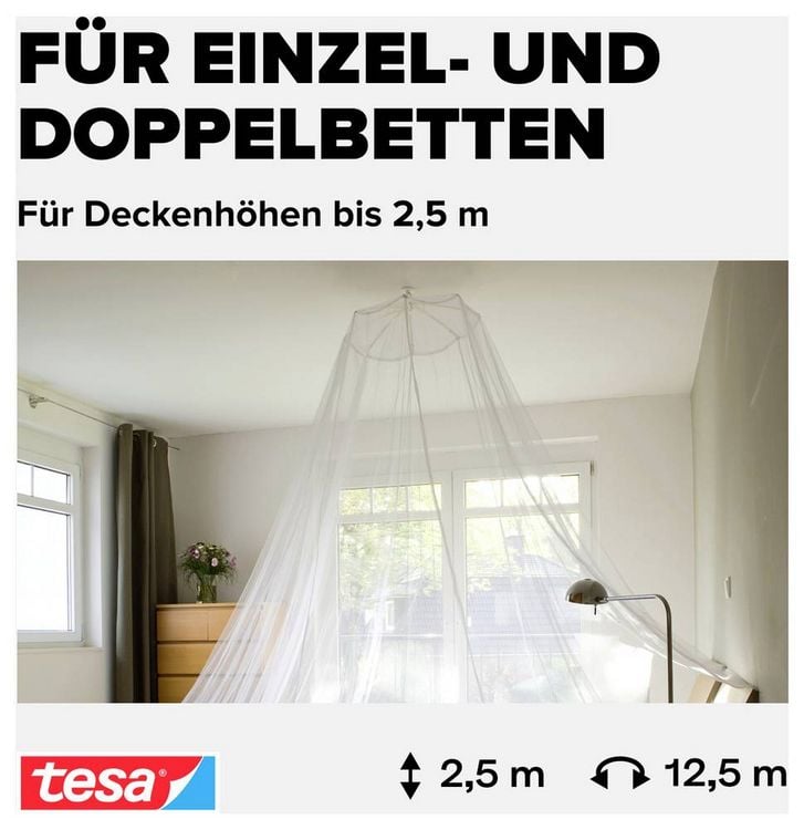 Produktbild: tesa COMFORT 55836-00020-00 Moskitonetz (B x H) 2500 mm x 12500 mm Wei&szlig; 1 St.