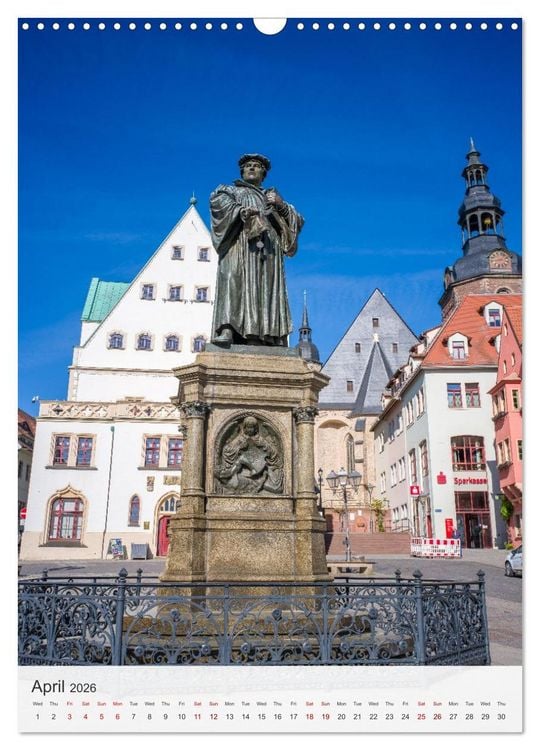 Produktbild: Martin Luther. Town of Lutherstadt Eisleben - hometown of the great Reformer (Wall Calendar 2026 DIN A3 portrait), CALVENDO 12 Month Wall Calendar