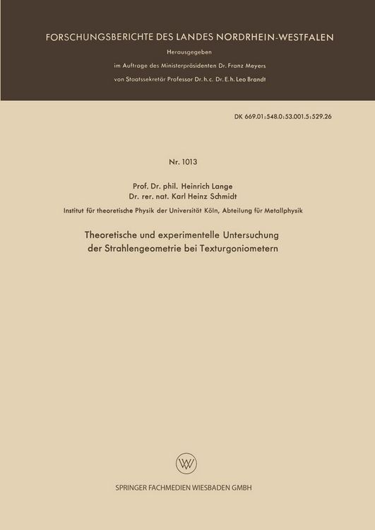 Produktbild: Theoretische und experimentelle Untersuchung der Strahlengeometrie bei Texturgoniometern