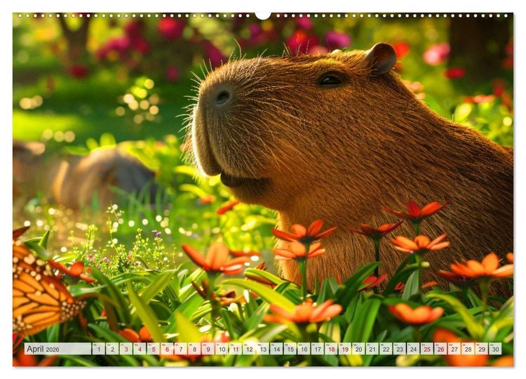 Produktbild: Capybaras im Alltag - Ein Jahr voller Abenteuer (hochwertiger Premium Wandkalender 2026 DIN A2 quer), Kunstdruck in Hochglanz