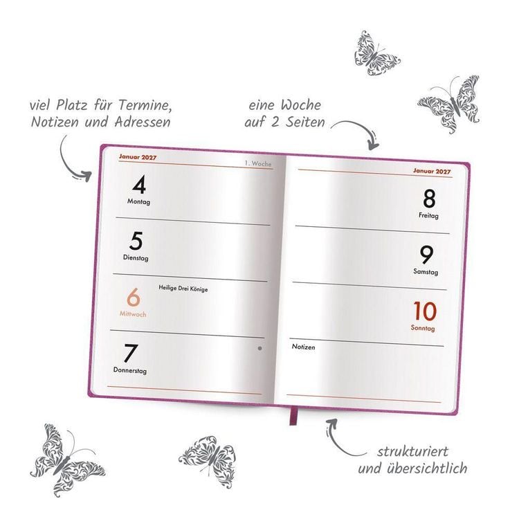 Produktbild: TR&Ouml;TSCH - Taschenkalender A7 Soft Touch Schmetterlinge 2027