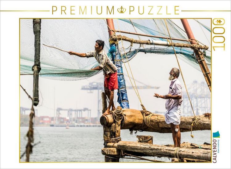 Produktbild: CALVENDO Puzzle Kochi - Netzfischer | 1000 Teile Lege-Gr&ouml;&szlig;e 64x48cm Foto-Puzzle f&uuml;r gl&uuml;ckliche Stunden
