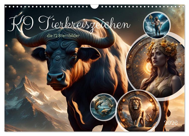 Produktbild: KI Tierkreiszeichen (Wandkalender 2026 DIN A3 quer), CALVENDO Monatskalender