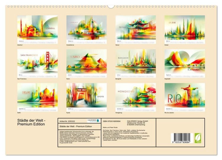 Produktbild: St&auml;dte der Welt - Premium Edition (hochwertiger Premium Wandkalender 2027 DIN A2 quer), Kunstdruck in Hochglanz