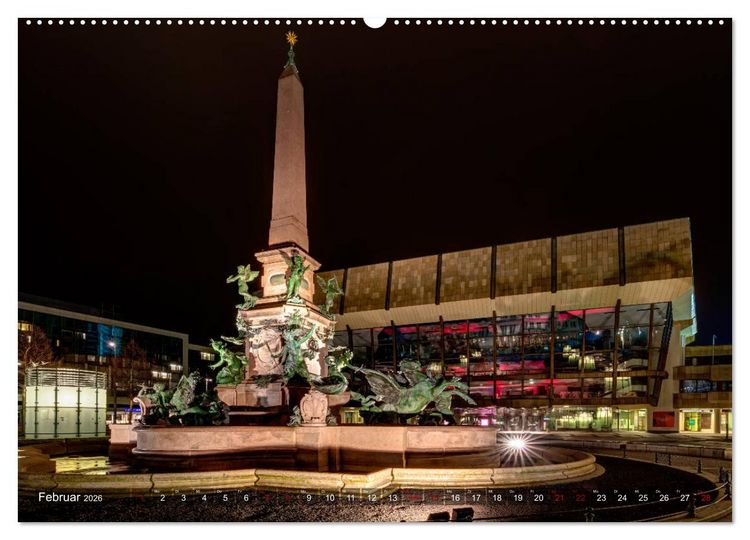 Produktbild: Nachts in Leipzig (hochwertiger Premium Wandkalender 2026 DIN A2 quer), Kunstdruck in Hochglanz